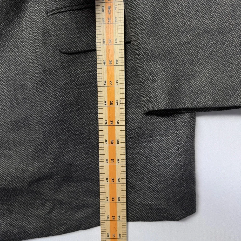 Alexander Lloyd Mens Blazer 54L Grey Herringbone Worsted Lambswool 3-Button Suit